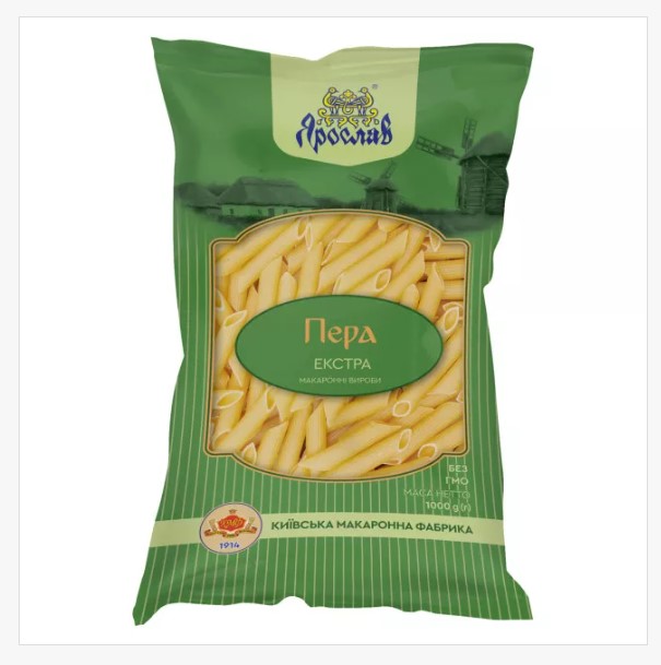 Макаронні вироби із борошна твердих сортів пшениці група А, тип пера, ТМ Ярослав